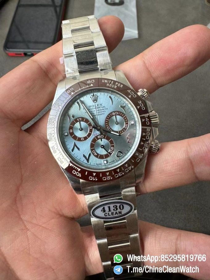 Clean Factory Watch Rolex Daytona 116506 Ice Blue Dial Arabic Markers 904L Steel Case Bracelet DD4130 Movement 02