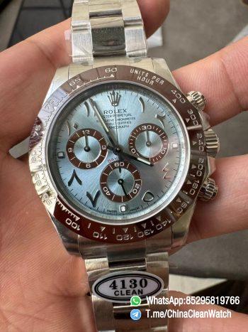 Clean Factory Watch Rolex Daytona 116506 Ice Blue Dial Arabic Markers 904L Steel Case Bracelet DD4130 Movement 03