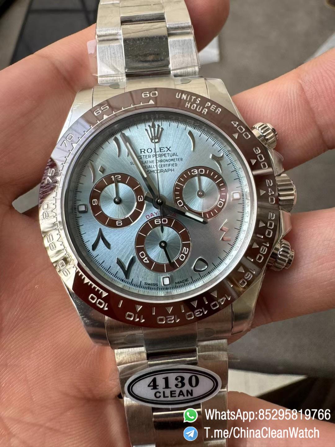 Clean Factory Watch Rolex Daytona 116506 Ice Blue Dial Arabic Markers 904L Steel Case Bracelet DD4130 Movement 03 Clean Factory Watch Rolex Daytona 116506 Ice Blue Dial Arabic Markers 904L Steel Case Bracelet DD4130 Movement 03