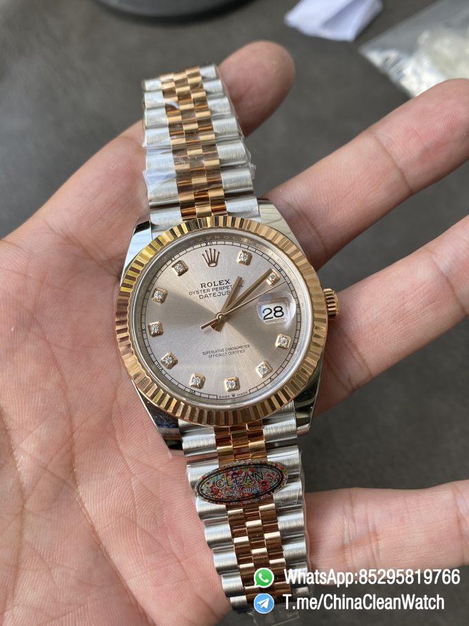 Clean Factory Watches DateJust 41mm 126331 0008 Rose Gold Sundust Diamond Set Dial Jubilee Bracelet 3235 Movement 02