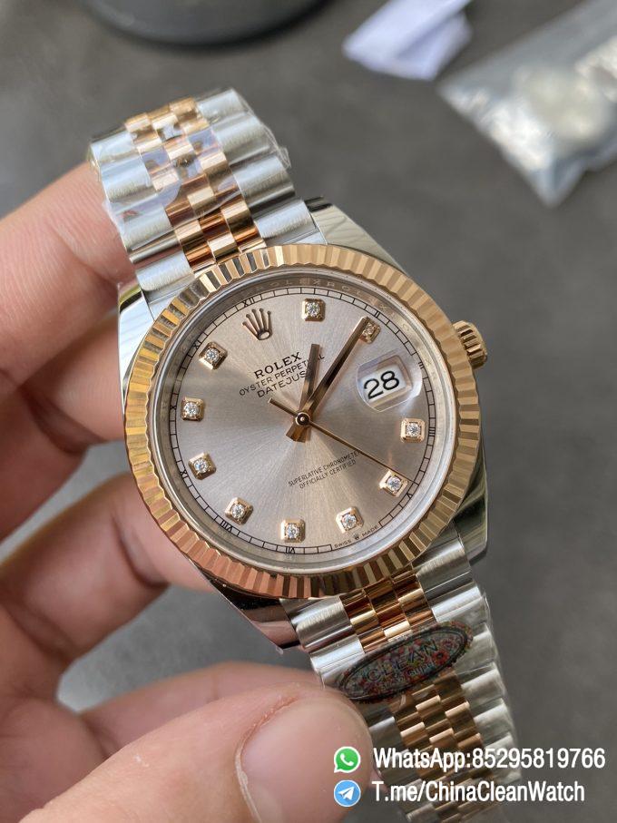Clean Factory Watches DateJust 41mm 126331 0008 Rose Gold Sundust Diamond Set Dial Jubilee Bracelet 3235 Movement 04