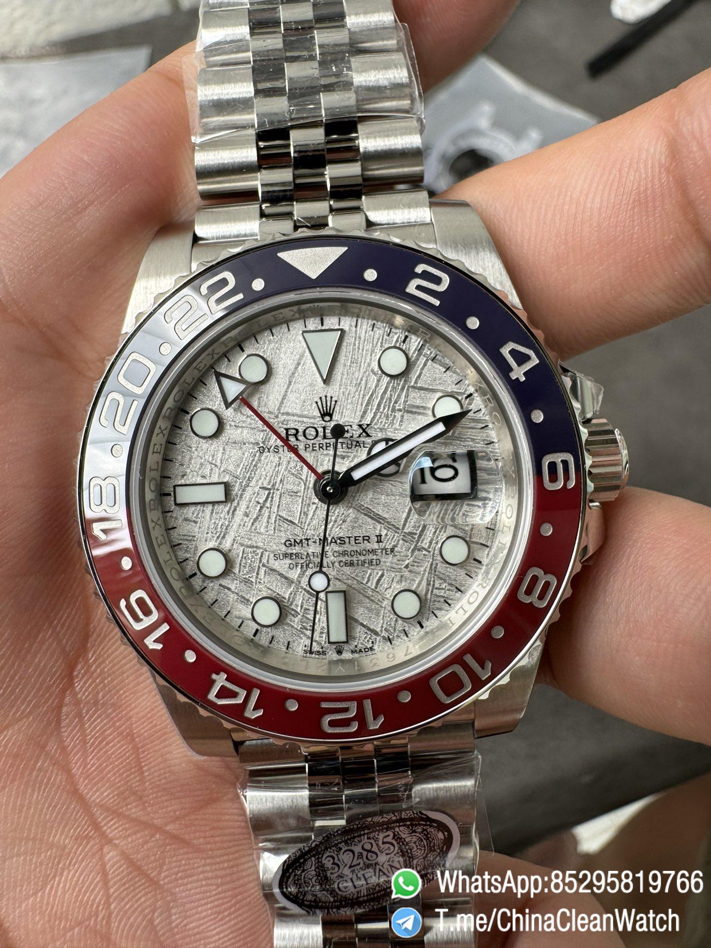 Clean Factory Watches GMT Master II 126719 BLRO Blue Red Ceramic Bezel Meteorite Dial Deep Sapphire Crystal DD3285 05 Clean Factory Watches GMT Master II 126719 BLRO Blue Red Ceramic Bezel Meteorite Dial Deep Sapphire Crystal DD3285 05