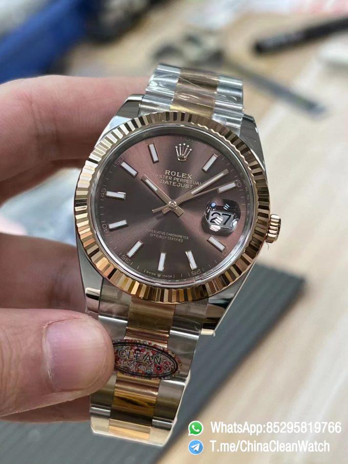 Clean Factory Watches Rolex DateJust 41mm 126331 0001 Rose Gold Bezel Chocolate Dial Oyster Bracelet 3235 Movement 03
