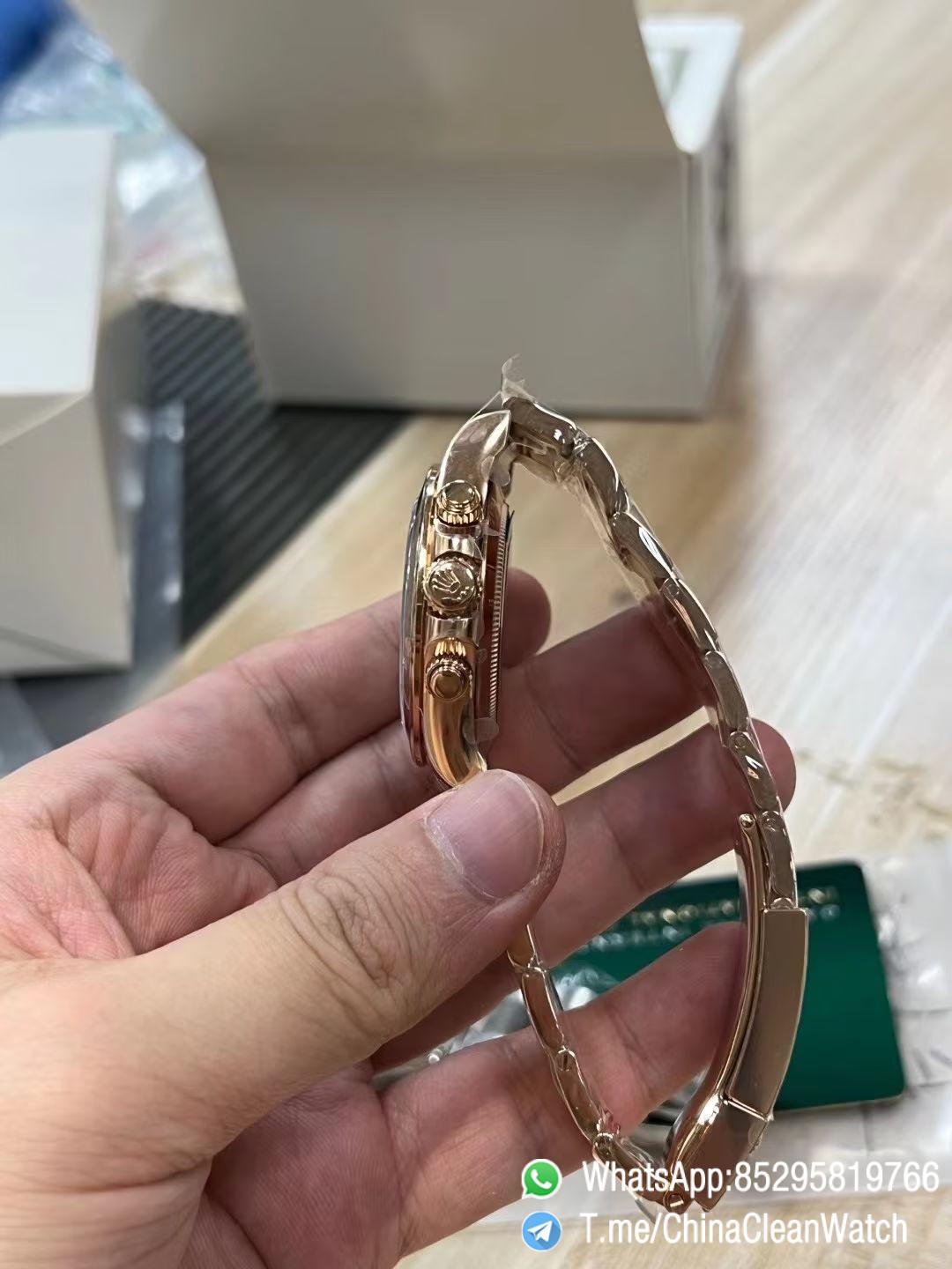 Clean Factory Daytona 116505 Rose Gold Case Bracelet Silver Dail Black Chrono Dial DD4130 Superclone Movement 04 Clean Factory Daytona 116505 Rose Gold Case Bracelet Silver Dail Black Chrono Dial DD4130 Superclone Movement 04