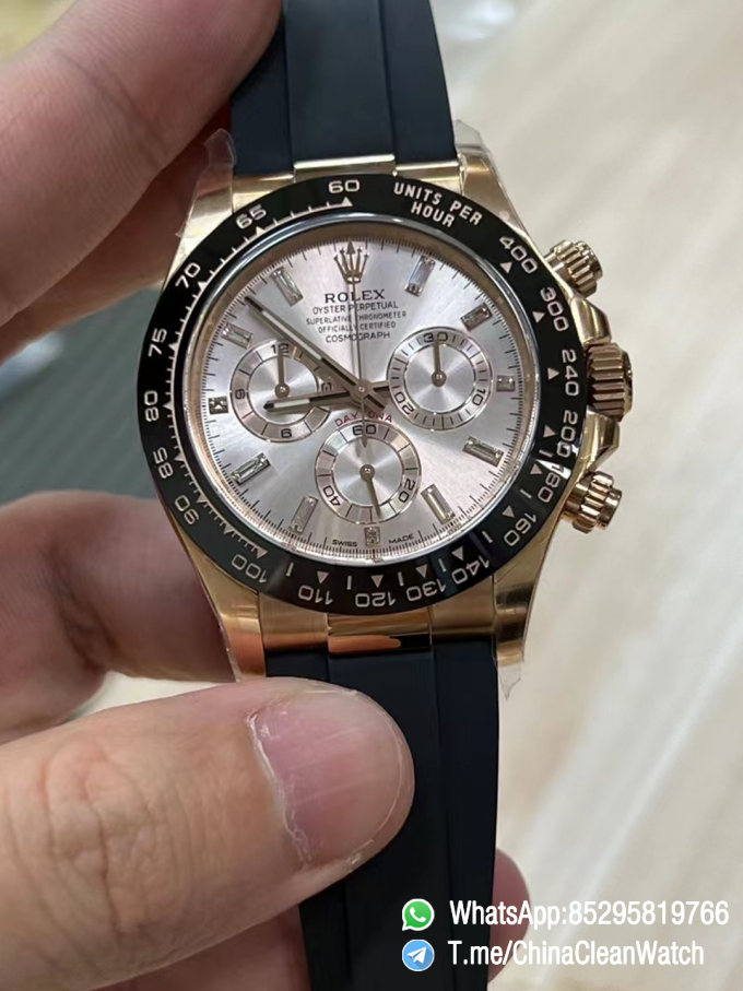 Clean Factory Daytona 116515 Role Gold Case Black Ceramic Bezel Sundust Set with Diamonds Dial Oystelflex Strap DD4130 Movement 00