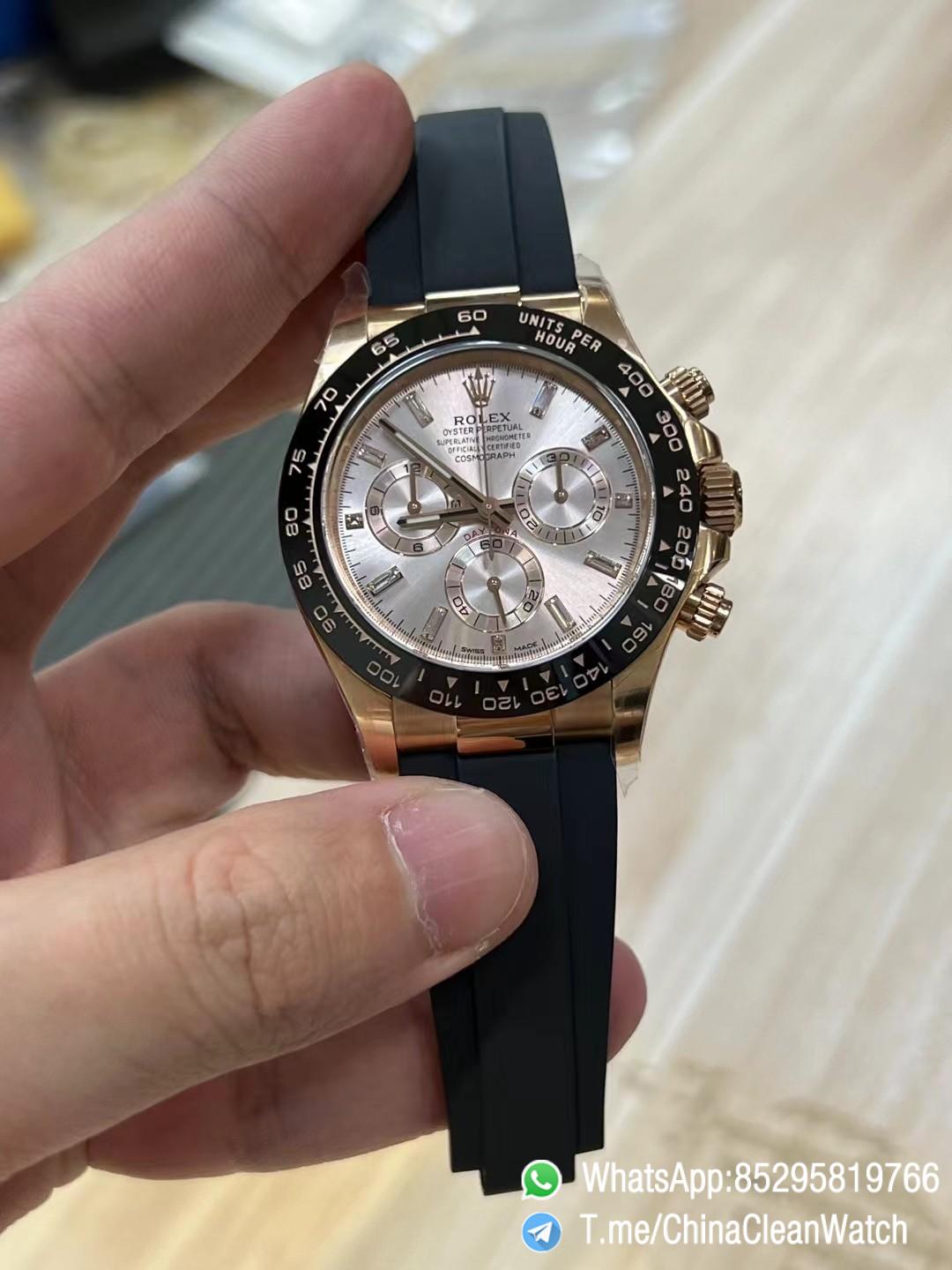 Clean Factory Daytona 116515 Role Gold Case Black Ceramic Bezel Sundust Set with Diamonds Dial Oystelflex Strap DD4130 Movement 01 Clean Factory Daytona 116515 Role Gold Case Black Ceramic Bezel Sundust Set with Diamonds Dial Oystelflex Strap DD4130 Movement 01