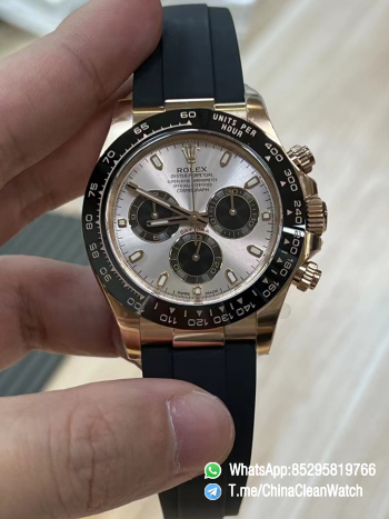 Clean Factory Daytona 116515 Rose Gold Case Black Ceramic Bezel Sundust Dial Black Sub Dial Oysterflex Strap DD4130 Movement 00