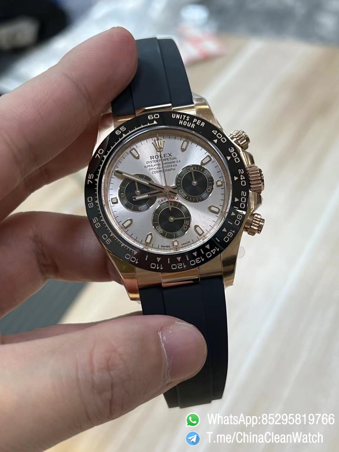 Clean Factory Daytona 116515 Rose Gold Case Black Ceramic Bezel Sundust Dial Black Sub Dial Oysterflex Strap DD4130 Movement 05 Clean Factory Daytona 116515 Rose Gold Case Black Ceramic Bezel Sundust Dial Black Sub Dial Oysterflex Strap DD4130 Movement 05