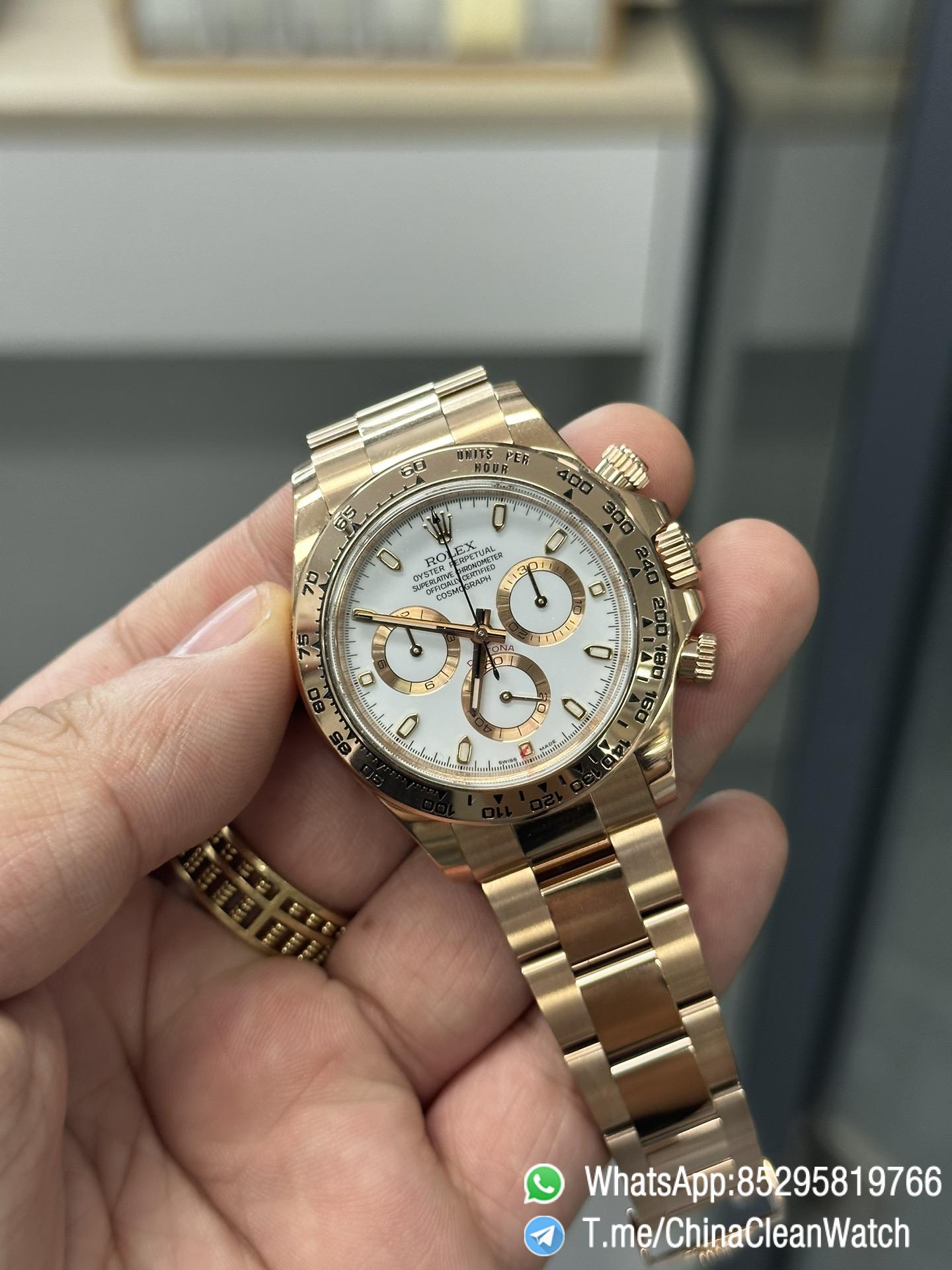 Clean Factory Daytona M116505 0010 Rose Gold Case Bracelet White Dail DanDong Superclone 4130 Movement 02 Clean Factory Daytona M116505 0010 Rose Gold Case Bracelet White Dail DanDong Superclone 4130 Movement 02