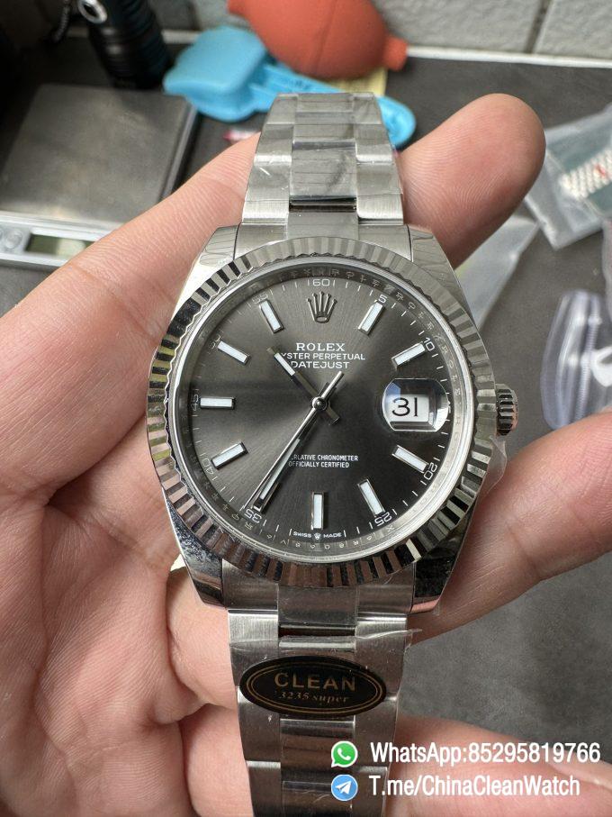 Clean Factory Rolex DateJust 41 126334 0013 Grey Dial on Oyster Bracelet Superclone 3235 Movement 02
