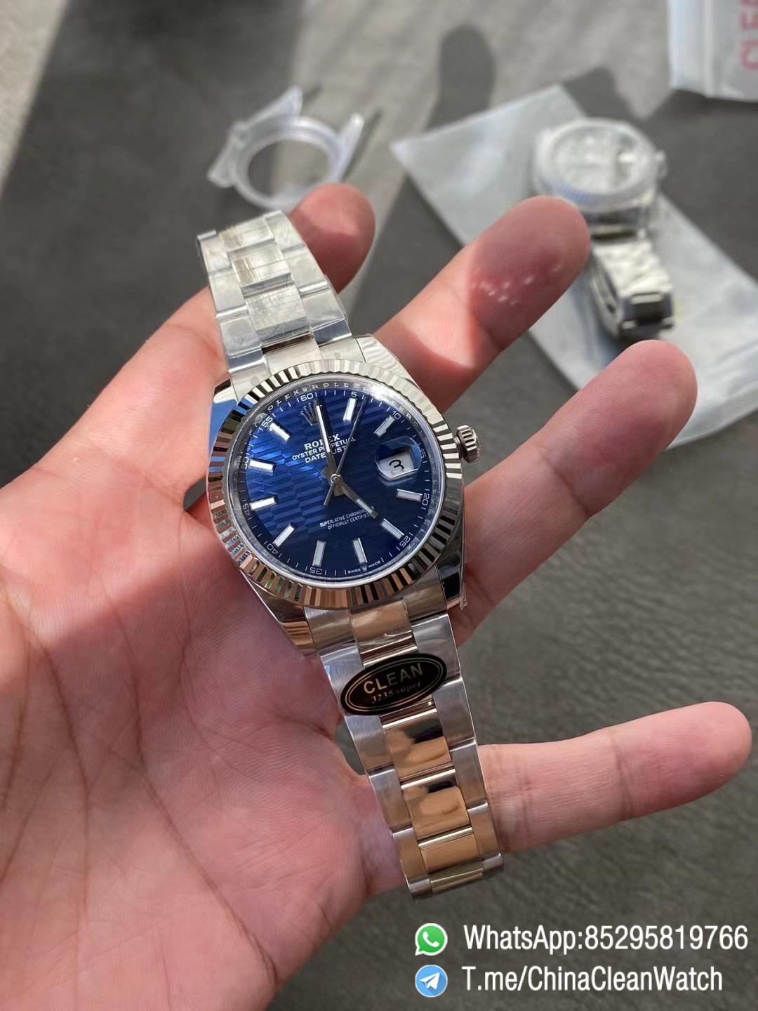 Clean Factory Rolex DateJust 41 126334 0031 Bright Blue Fluted Motif Dial on Oyster Bracelet Superclone 3235 Movement 01 Clean Factory Rolex DateJust 41 126334 0031 Bright Blue Fluted Motif Dial on Oyster Bracelet Superclone 3235 Movement 01