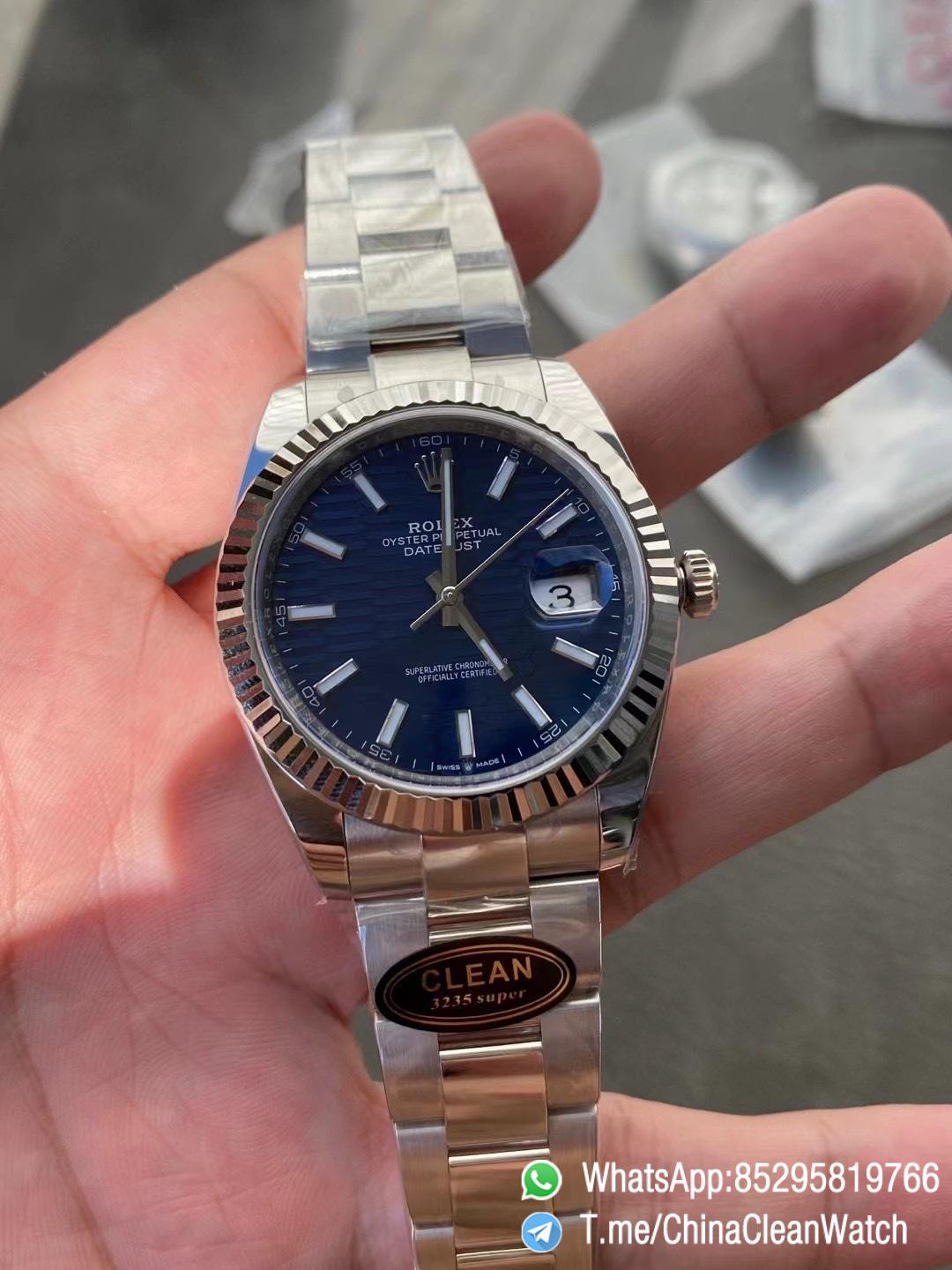 Clean Factory Rolex DateJust 41 126334 0031 Bright Blue Fluted Motif Dial on Oyster Bracelet Superclone 3235 Movement 02 Clean Factory Rolex DateJust 41 126334 0031 Bright Blue Fluted Motif Dial on Oyster Bracelet Superclone 3235 Movement 02