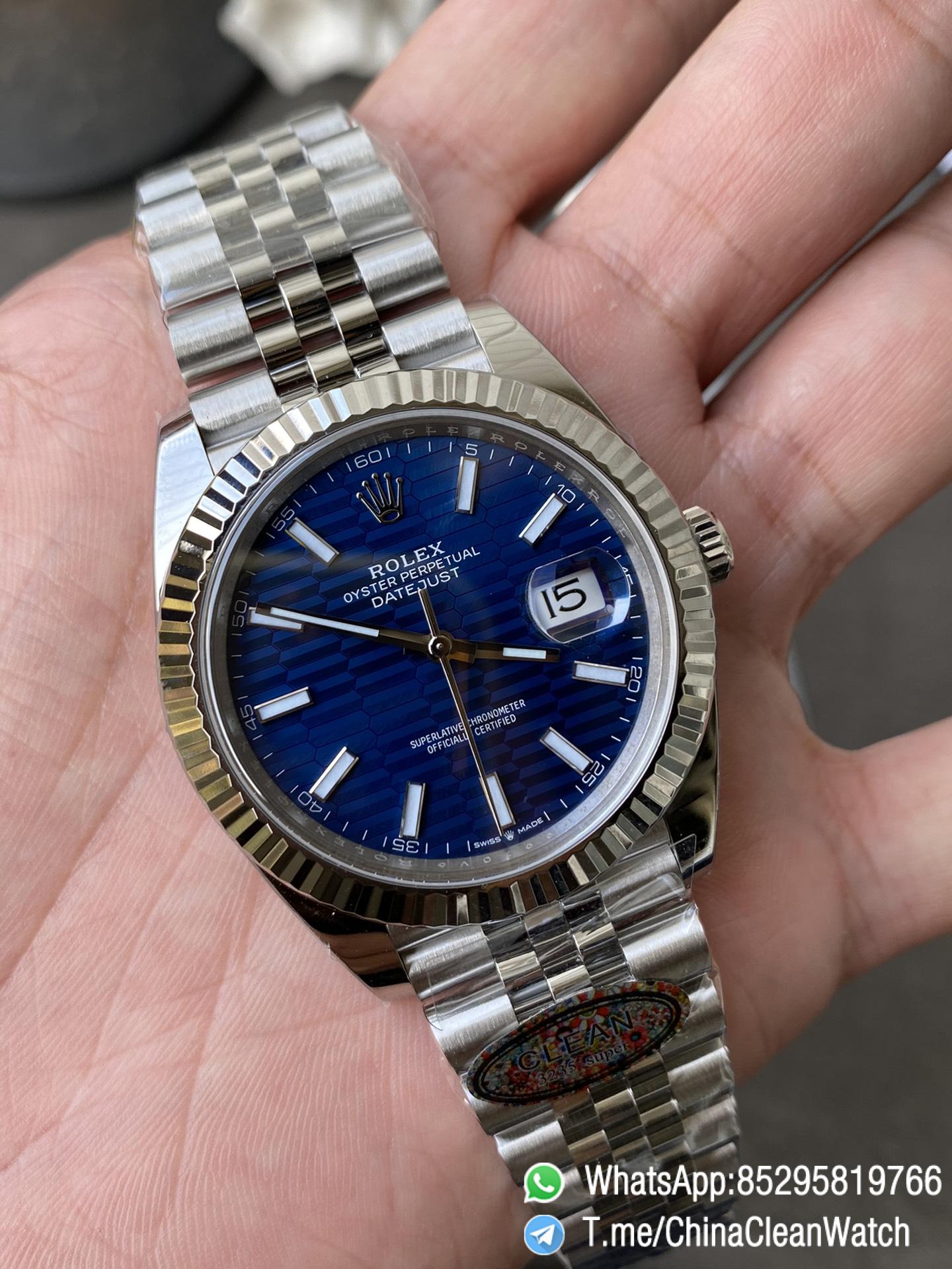Clean Factory Rolex DateJust 41 126334 Bright Blue Fluted Motif Dial on Jubilee Bracelet Superclone 3235 Movement 03 Clean Factory Rolex DateJust 41 126334 Bright Blue Fluted Motif Dial on Jubilee Bracelet Superclone 3235 Movement 03