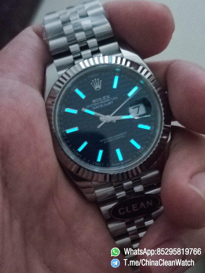 Clean Factory Rolex DateJust 41 126334 Bright Blue Fluted Motif Dial on Jubilee Bracelet Superclone 3235 Movement 05