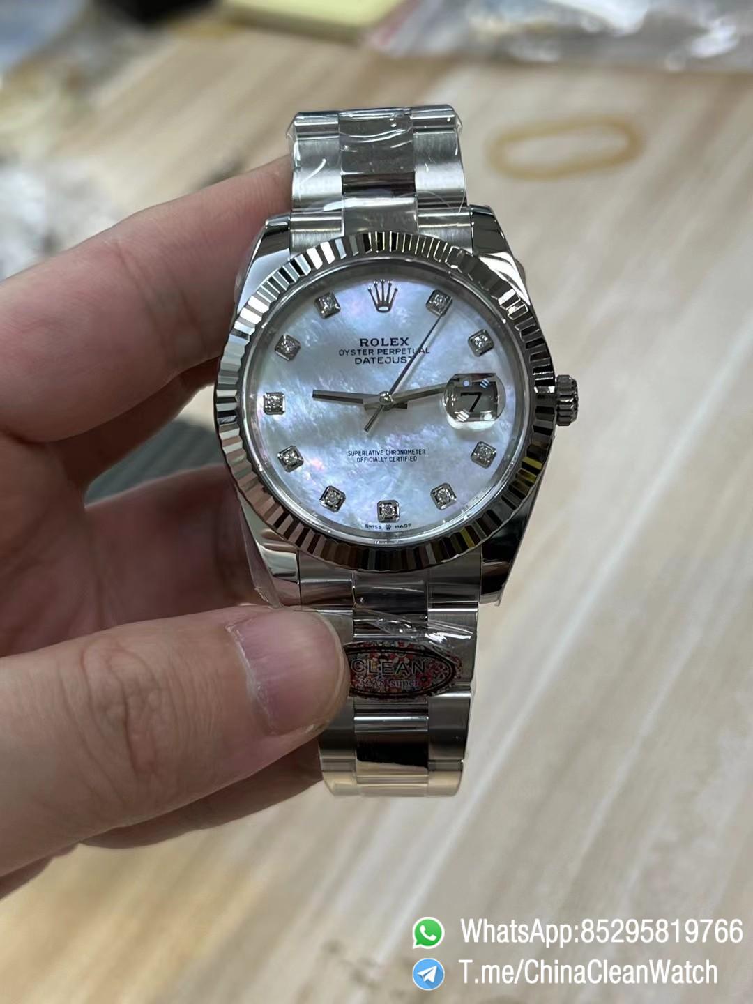 Clean Factory Rolex Datejust 41 m126334 0019 White MOP Dial with Diamonds Markers Oyster Bracelet 01 Clean Factory Rolex Datejust 41 m126334 0019 White MOP Dial with Diamonds Markers Oyster Bracelet 01