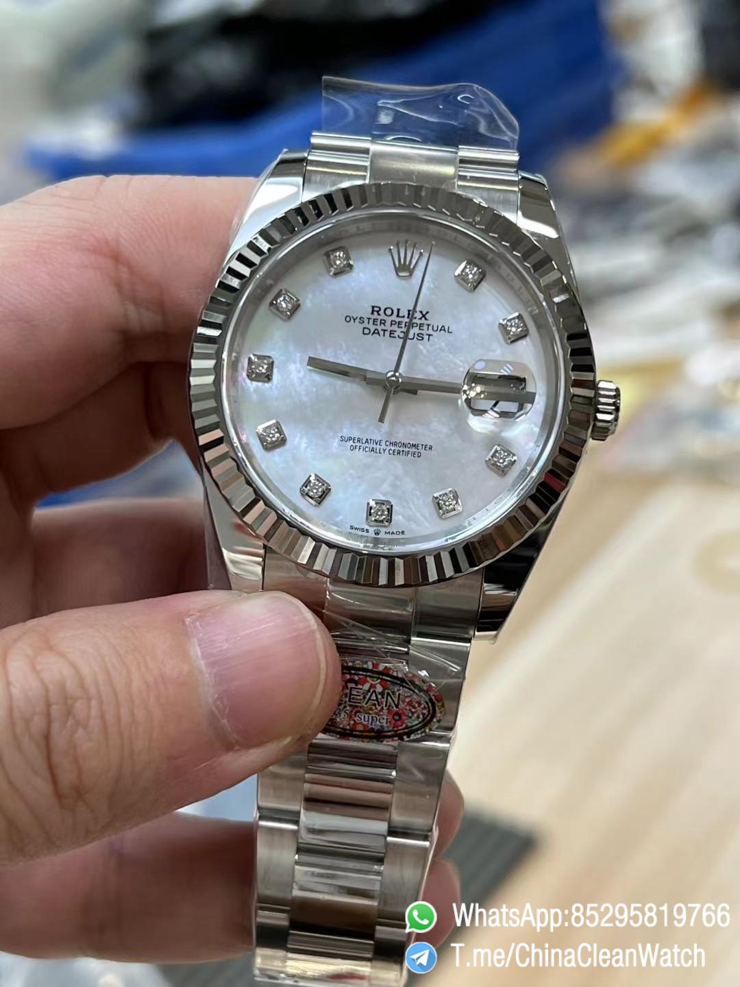 Clean Factory Rolex Datejust 41 m126334 0019 White MOP Dial with Diamonds Markers Oyster Bracelet 03 Clean Factory Rolex Datejust 41 m126334 0019 White MOP Dial with Diamonds Markers Oyster Bracelet 03