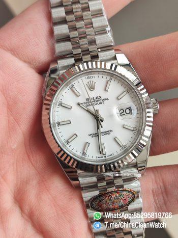 Clean Factory Rolex Datejust 41mm 126334 0010 White Dial 904L Steel Case Jubilee Bracelet DD3235 Movement 02
