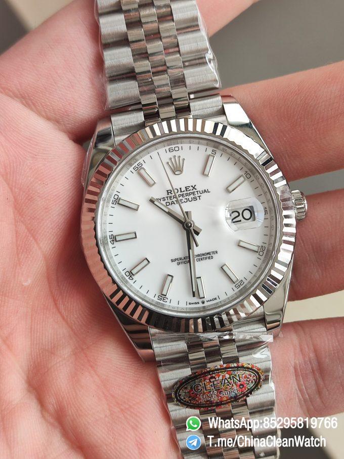 Clean Factory Rolex Datejust 41mm 126334 0010 White Dial 904L Steel Case Jubilee Bracelet DD3235 Movement 02