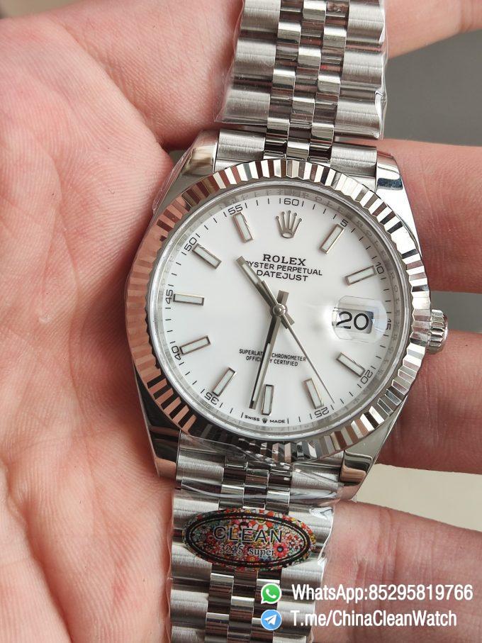 Clean Factory Rolex Datejust 41mm 126334 0010 White Dial 904L Steel Case Jubilee Bracelet DD3235 Movement 03