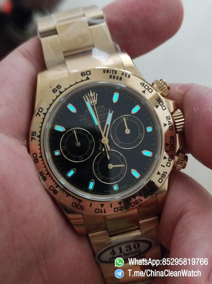Clena Factory Rolex Daytona 116508 Yellow Gold Case Bracelet DD4130 Movement Black Dial Stick Markers 05