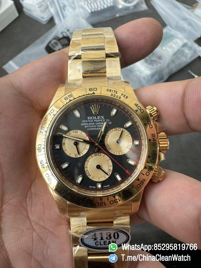 Clean Factory Daytona 116508 Yellow Gold Case Bracelet Black Dial with Yellow Sub Dial Red Chrono Second Hand DD4131 Movement 01