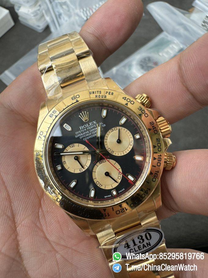 Clean Factory Daytona 116508 Yellow Gold Case Bracelet Black Dial with Yellow Sub Dial Red Chrono Second Hand DD4131 Movement 02