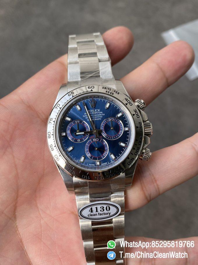 Clean Factory Daytona 116509 Blue Dial 904L Steel Case Oyster Bracelet SuperClone DanDong 4130 Movement 02