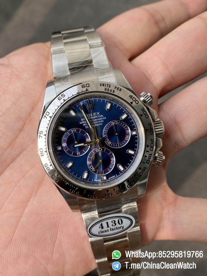 Clean Factory Daytona 116509 Blue Dial 904L Steel Case Oyster Bracelet SuperClone DanDong 4130 Movement 03