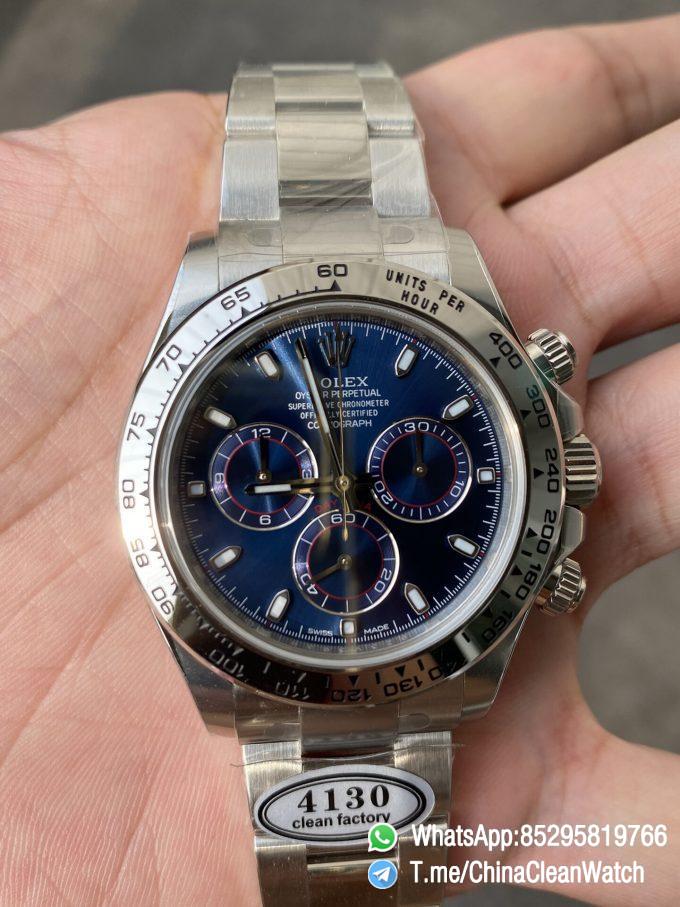 Clean Factory Daytona 116509 Blue Dial 904L Steel Case Oyster Bracelet SuperClone DanDong 4130 Movement 04