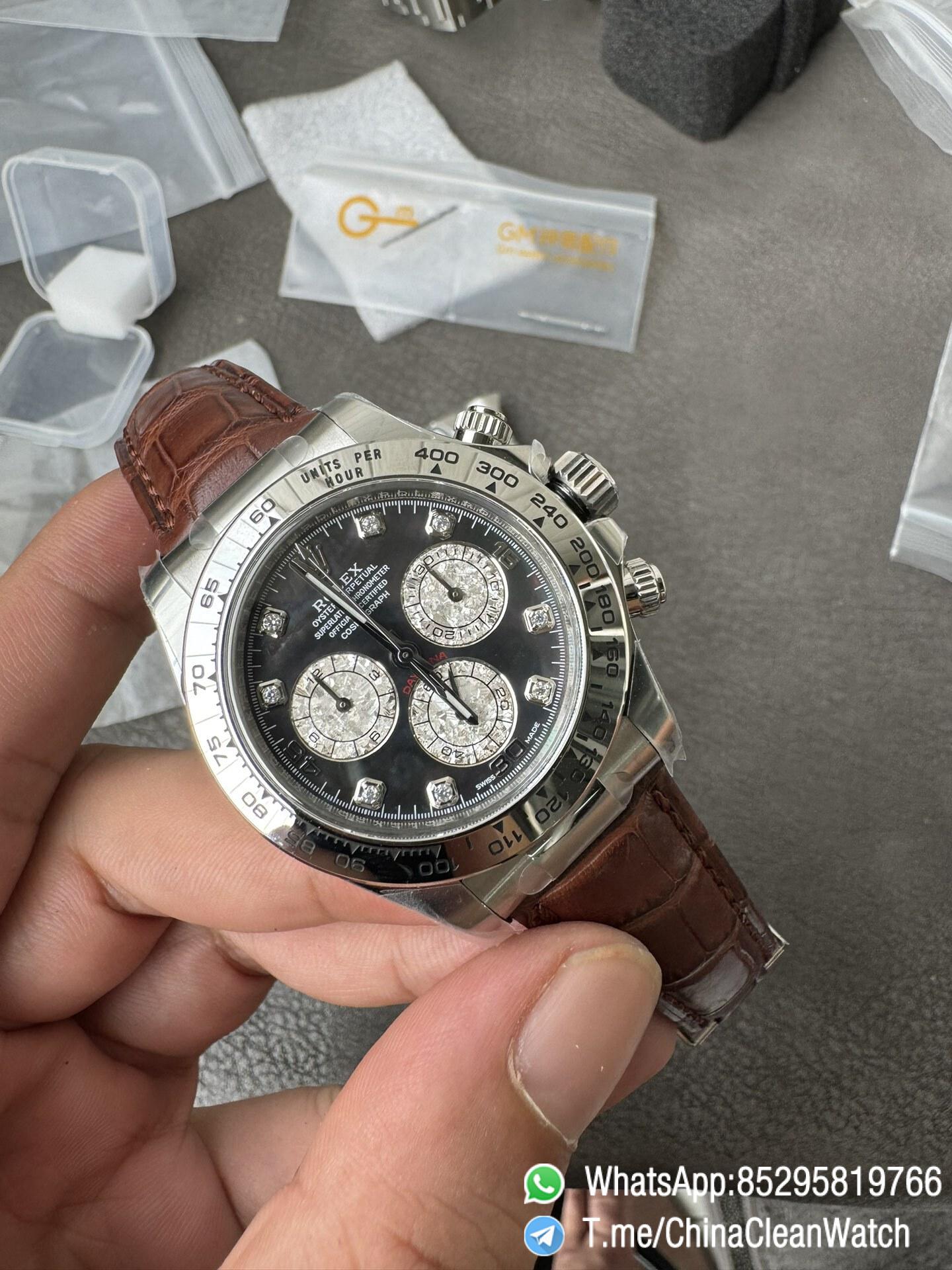 Clean Factory Daytona 116519 Tahitian MOP Dial with Diamonds Markers DD 4130 Movement Alligator Leather Strap 01 Clean Factory Daytona 116519 Tahitian MOP Dial with Diamonds Markers DD 4130 Movement Alligator Leather Strap 01