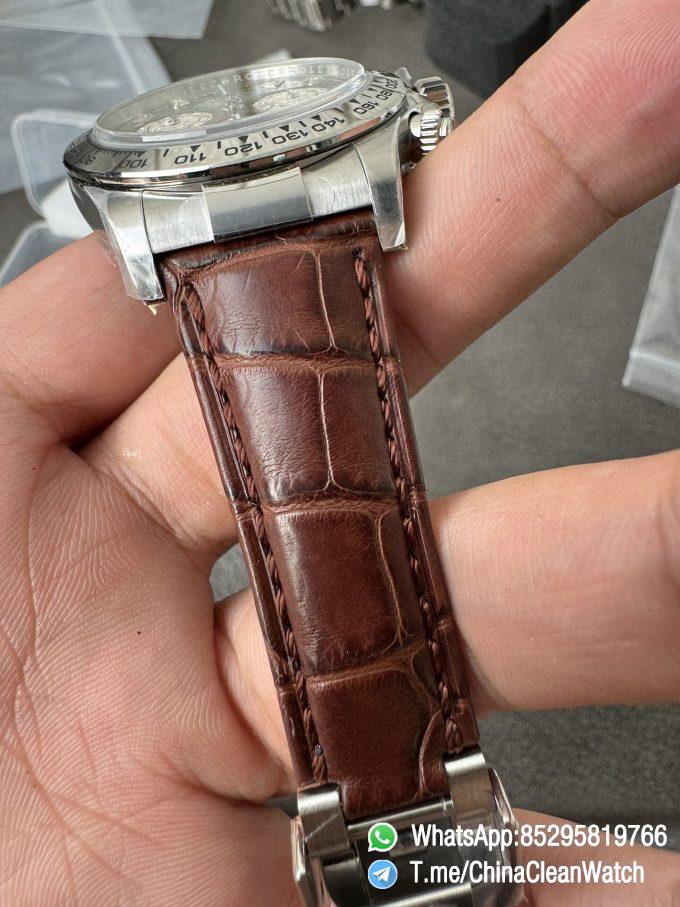 Clean Factory Daytona 116519 Tahitian MOP Dial with Diamonds Markers DD 4130 Movement Alligator Leather Strap 08