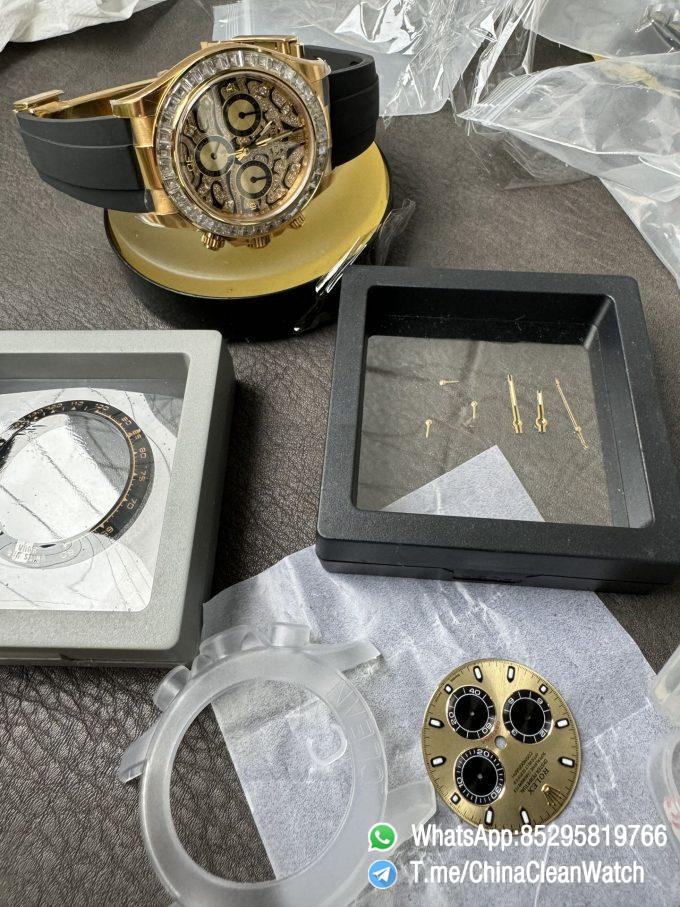 Clean Factory Rolex Daytona Eye Of The Tiger 116588TBR Wrapped 18K Yellow Gold Diamonds Dial Bezel DD4130 Movement 09