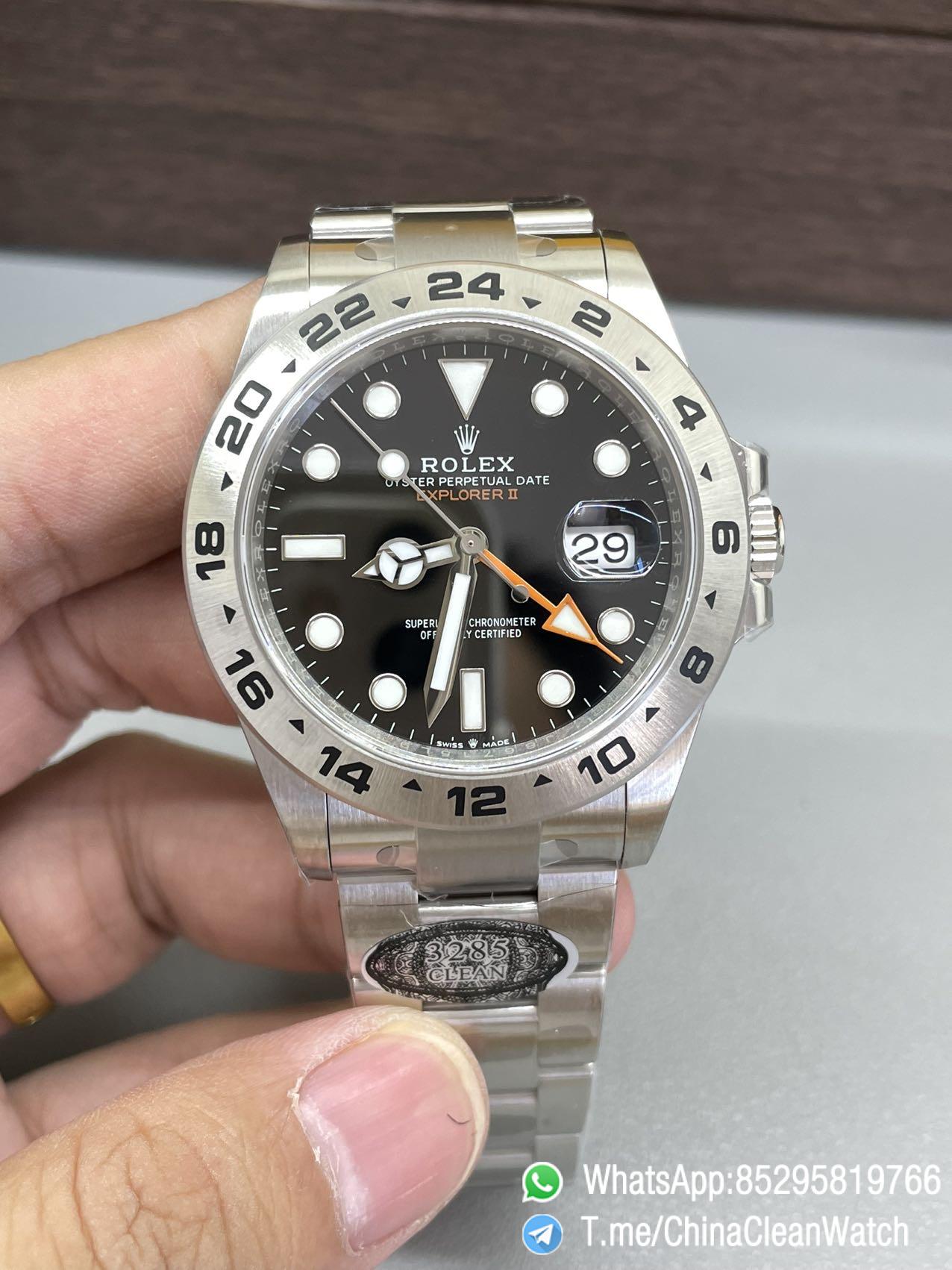 Clean Factory Watch Explorer II 226570 Black Dial 904L steel GMT Orange Arrow shaped Hand DanDong 3285 Movement 01 Clean Factory Watch Explorer II 226570 Black Dial 904L steel GMT Orange Arrow shaped Hand DanDong 3285 Movement 01