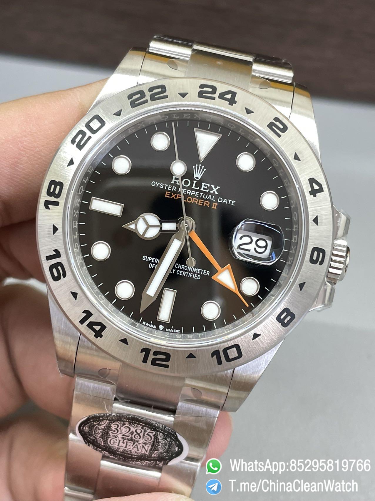 Clean Factory Watch Explorer II 226570 Black Dial 904L steel GMT Orange Arrow shaped Hand DanDong 3285 Movement 03 Clean Factory Watch Explorer II 226570 Black Dial 904L steel GMT Orange Arrow shaped Hand DanDong 3285 Movement 03