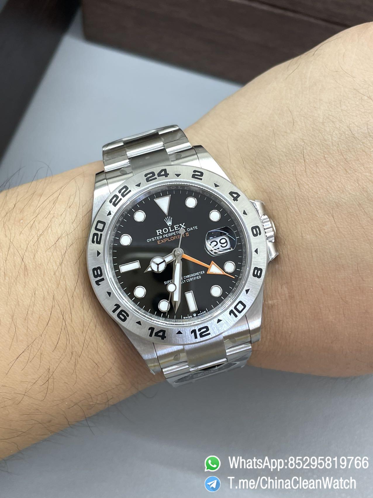 Clean Factory Watch Explorer II 226570 Black Dial 904L steel GMT Orange Arrow shaped Hand DanDong 3285 Movement 09 Clean Factory Watch Explorer II 226570 Black Dial 904L steel GMT Orange Arrow shaped Hand DanDong 3285 Movement 09