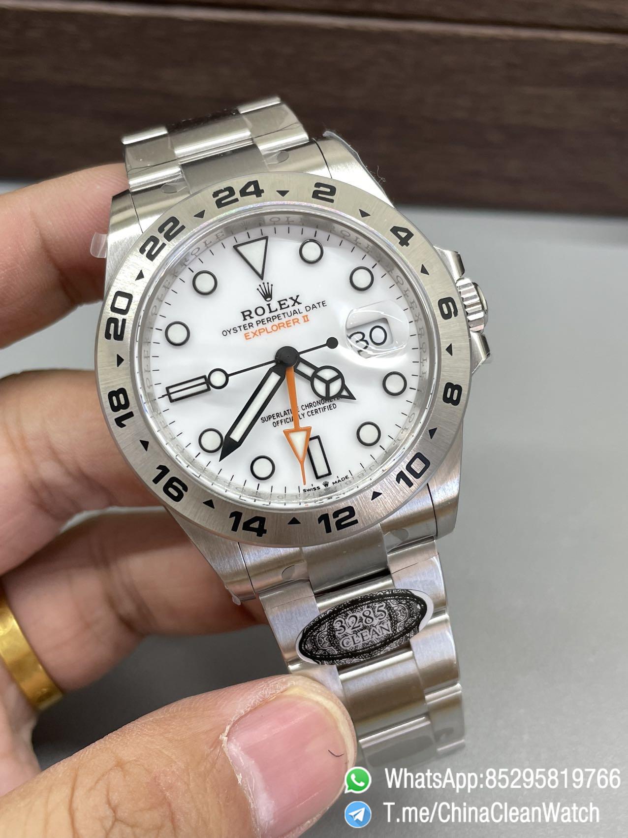 Clean Factory Watch Explorer II 226570 White Dial 904L Steel GMT Orange Arrow shaped Hand DanDong 3285 Movement 02 Clean Factory Watch Explorer II 226570 White Dial 904L Steel GMT Orange Arrow shaped Hand DanDong 3285 Movement 02