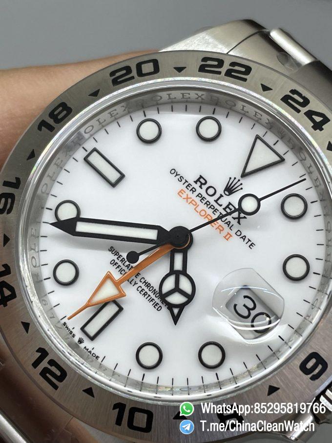 Clean Factory Watch Explorer II 226570 White Dial 904L Steel GMT Orange Arrow shaped Hand DanDong 3285 Movement 04