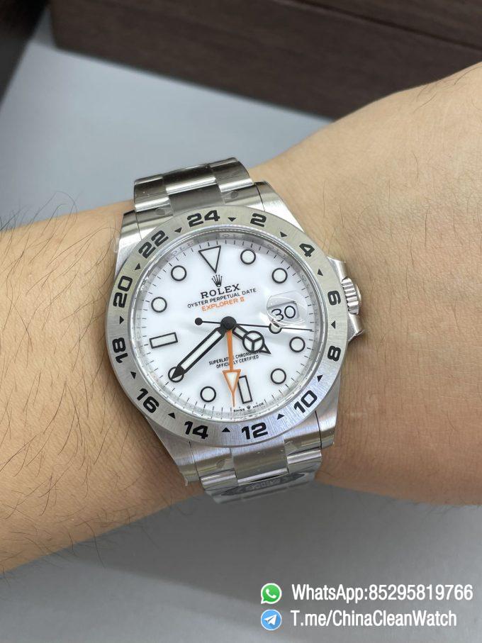Clean Factory Watch Explorer II 226570 White Dial 904L Steel GMT Orange Arrow shaped Hand DanDong 3285 Movement 10