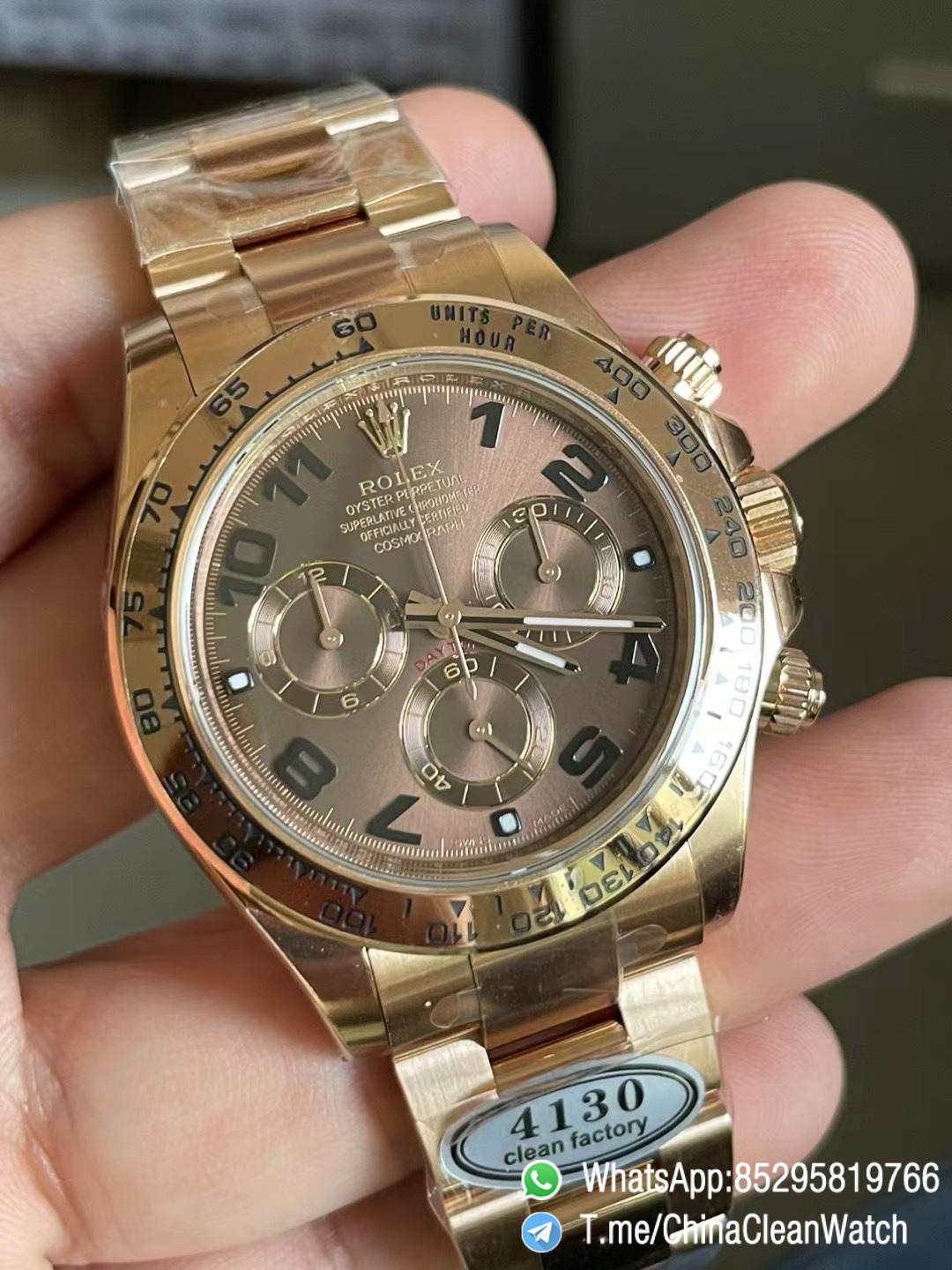 Clean Factory Daytona 116505 0011 Rose Gold Case Bracelet Chocolate Dial with Black Number Markers DD4130 Movement 02 Clean Factory Daytona 116505 0011 Rose Gold Case Bracelet Chocolate Dial with Black Number Markers DD4130 Movement 02