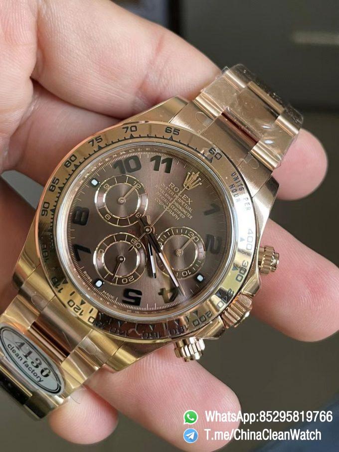 Clean Factory Daytona 116505 0011 Rose Gold Case Bracelet Chocolate Dial with Black Number Markers DD4130 Movement 03