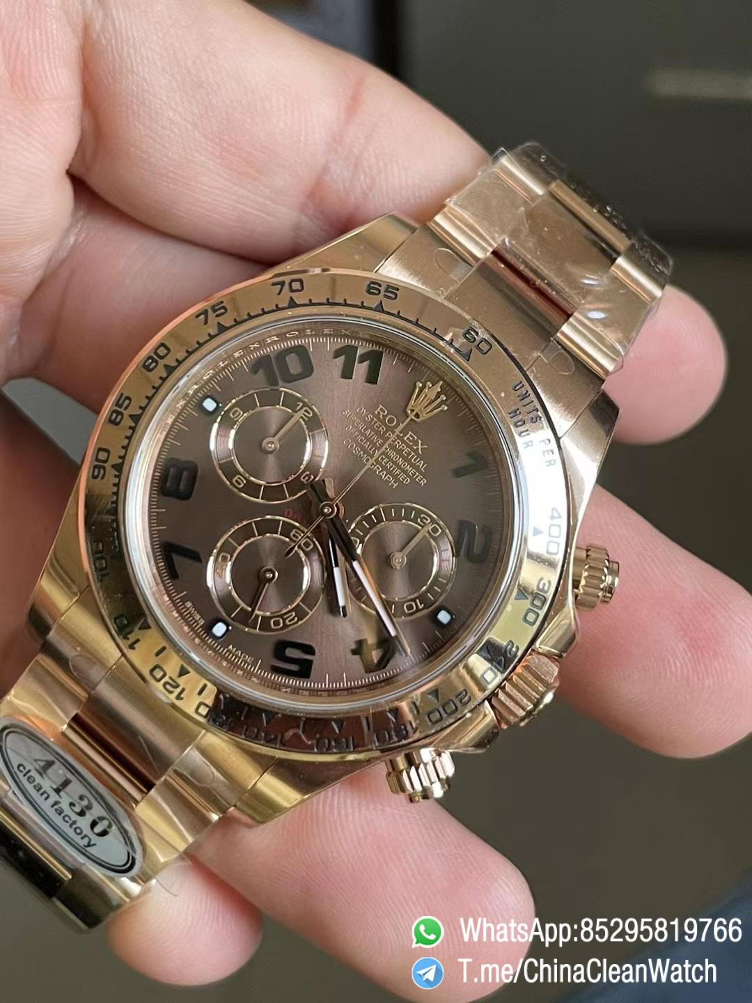 Clean Factory Daytona 116505 0011 Rose Gold Case Bracelet Chocolate Dial with Black Number Markers DD4130 Movement 03 Clean Factory Daytona 116505 0011 Rose Gold Case Bracelet Chocolate Dial with Black Number Markers DD4130 Movement 03
