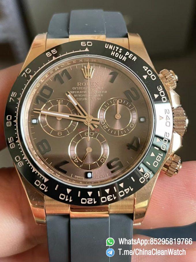 Clean Factory Daytona 116515LN Rose Gold Case Chocolate Dial with Black Number Markers Blacek Ceramic Bezel DD4130 Oysterflex Strap 01