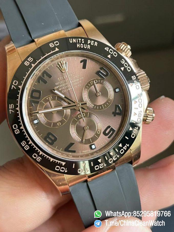 Clean Factory Daytona 116515LN Rose Gold Case Chocolate Dial with Black Number Markers Blacek Ceramic Bezel DD4130 Oysterflex Strap 02