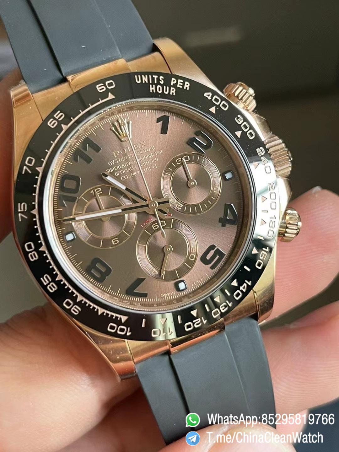 Clean Factory Daytona 116515LN Rose Gold Case Chocolate Dial with Black Number Markers Blacek Ceramic Bezel DD4130 Oysterflex Strap 02 Clean Factory Daytona 116515LN Rose Gold Case Chocolate Dial with Black Number Markers Blacek Ceramic Bezel DD4130 Oysterflex Strap 02