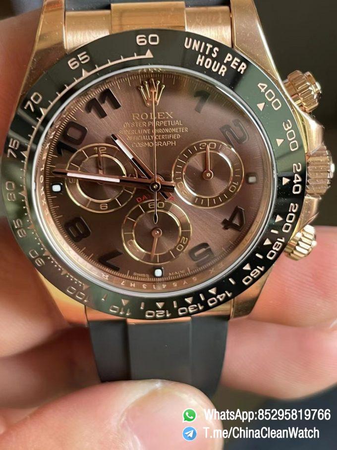 Clean Factory Daytona 116515LN Rose Gold Case Chocolate Dial with Black Number Markers Blacek Ceramic Bezel DD4130 Oysterflex Strap 03