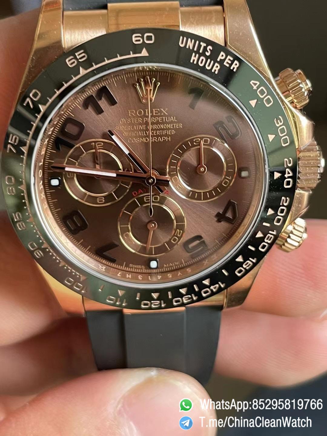 Clean Factory Daytona 116515LN Rose Gold Case Chocolate Dial with Black Number Markers Blacek Ceramic Bezel DD4130 Oysterflex Strap 03 Clean Factory Daytona 116515LN Rose Gold Case Chocolate Dial with Black Number Markers Blacek Ceramic Bezel DD4130 Oysterflex Strap 03