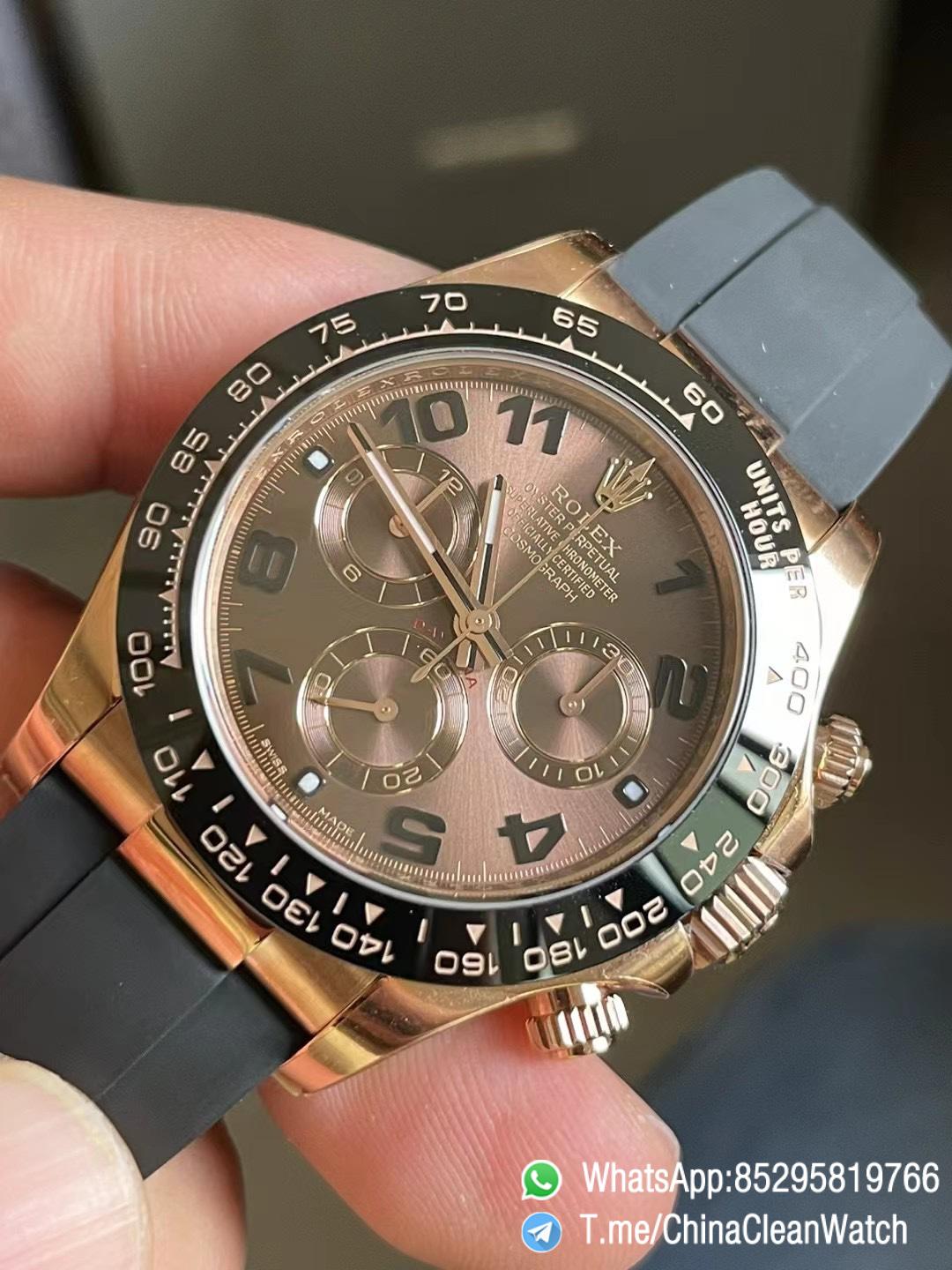 Clean Factory Daytona 116515LN Rose Gold Case Chocolate Dial with Black Number Markers Blacek Ceramic Bezel DD4130 Oysterflex Strap 04 Clean Factory Daytona 116515LN Rose Gold Case Chocolate Dial with Black Number Markers Blacek Ceramic Bezel DD4130 Oysterflex Strap 04