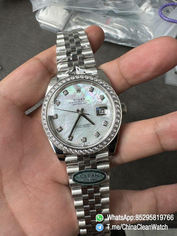 Clean Factory Rolex Datejust 126334 41mm MOP Dial Diamonds Bezel 904L Steel Jubilee Bracelet SH3235 Movement 01