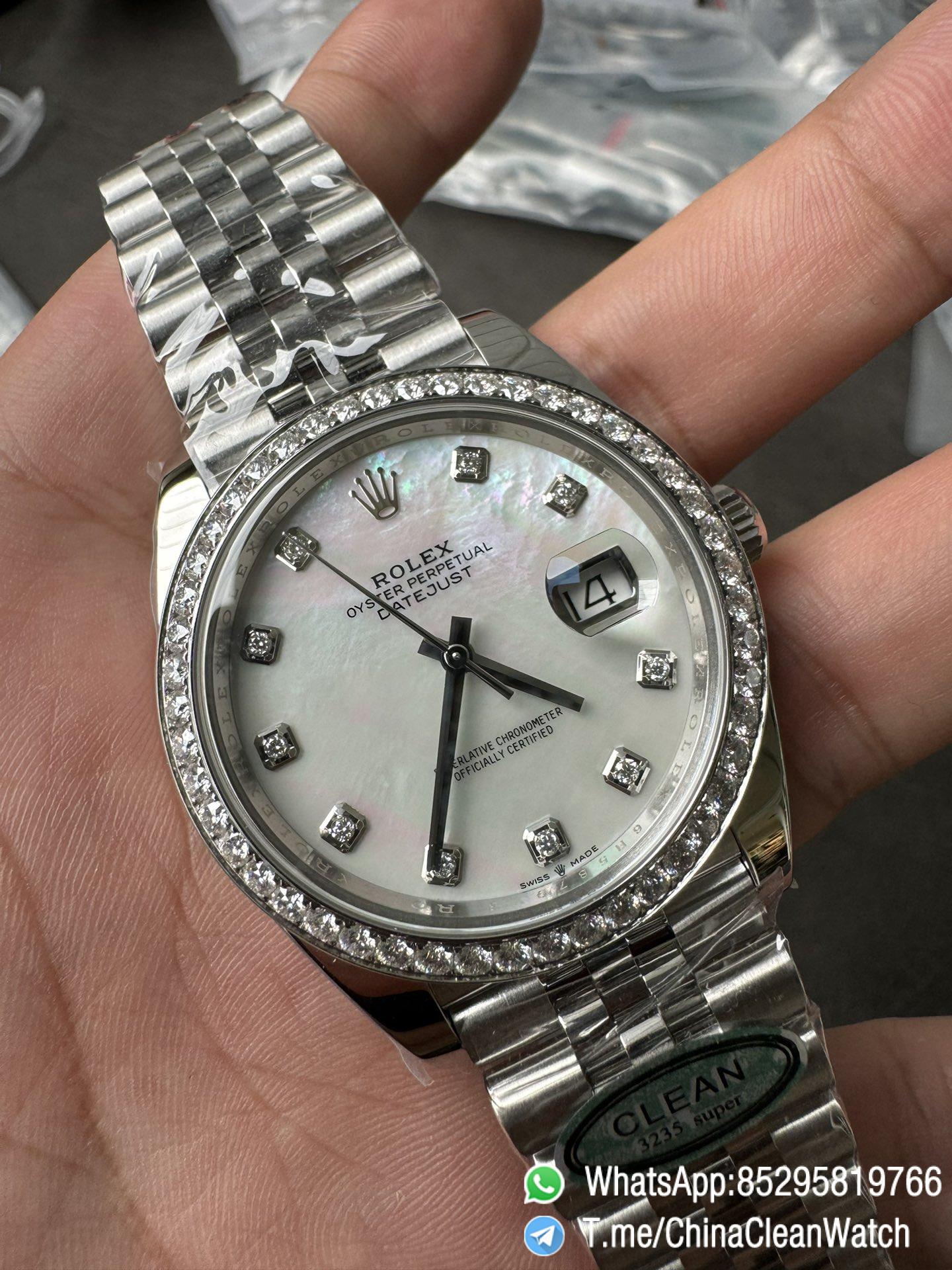 Clean Factory Rolex Datejust 126334 41mm MOP Dial Diamonds Bezel 904L Steel Jubilee Bracelet SH3235 Movement 03 Clean Factory Rolex Datejust 126334 41mm MOP Dial Diamonds Bezel 904L Steel Jubilee Bracelet SH3235 Movement 03
