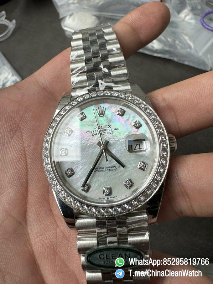 Clean Factory Rolex Datejust 126334 41mm MOP Dial Diamonds Bezel 904L Steel Jubilee Bracelet SH3235 Movement 04